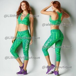 Zumba All Day Capri Leggings Get In Lime Size S (E032)